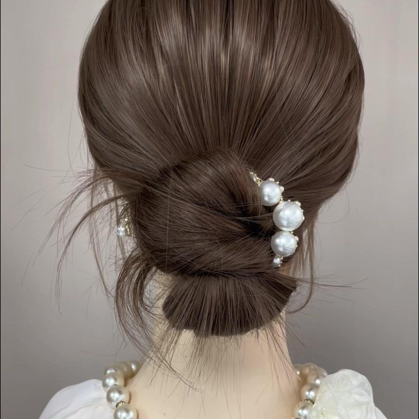 高级感珍珠u型发簪后脑勺