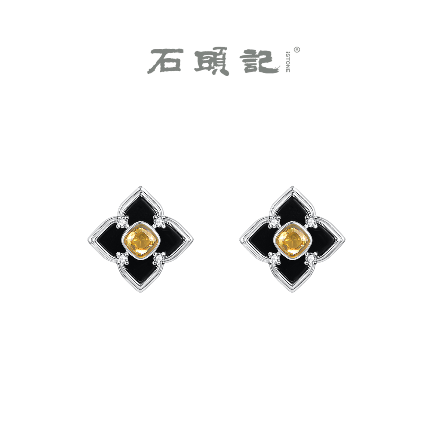 iSTONE/石头记黑玛瑙雨窗耳环