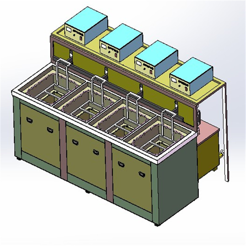 四工位带抛动超声波清洗机方案3D图纸 E304非标自动化机械3D素材