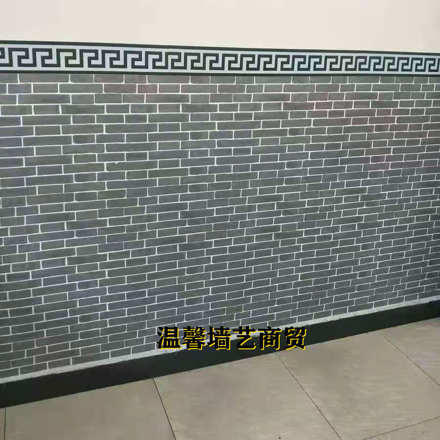 砖纹墙纸自粘灰砖墙围烧烤店贴纸防水餐厅麻辣烫壁纸红砖复古墙砖