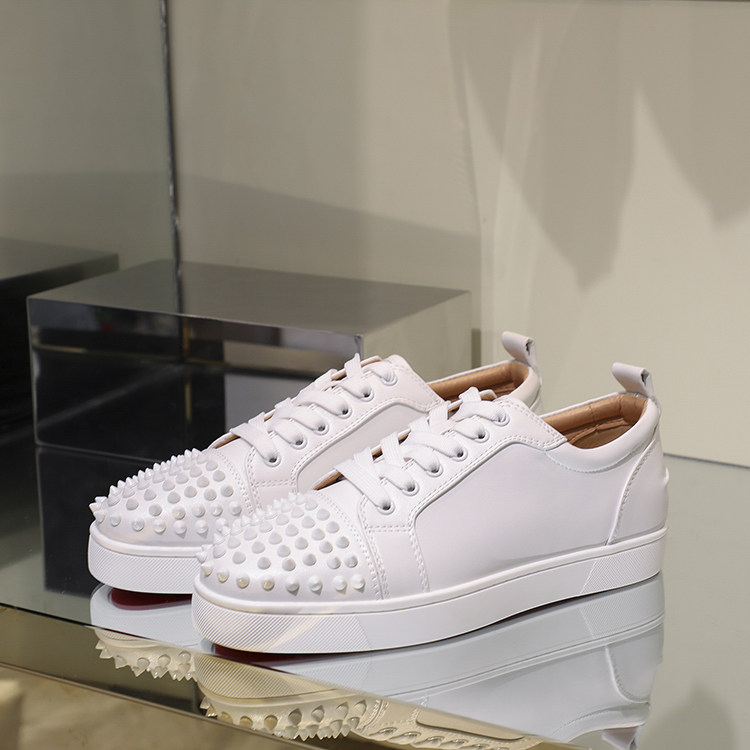 thumbnail for Genuine leather ACL red soled shoes CL men's shoes low-top stud shoes couple trend board shoes casual women's toe spike rhinestone shoes