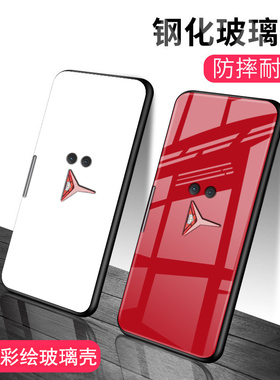 联想拯救者电竞手机Pro玻璃手机壳lenovo电竞pro保护套镜面5g个性简约L79031纯黑防摔定制男女情侣全包软潮