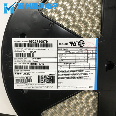 MOLEX原装正品 52271-0979 0522710979 1.0MM 9P下接拉锁 连接器