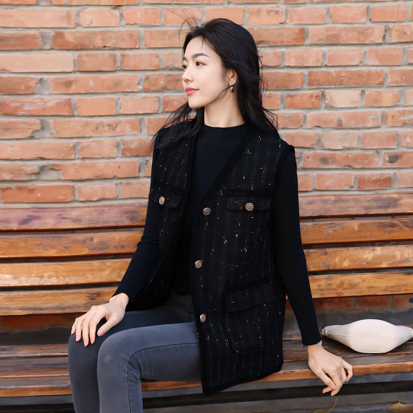 小香风马甲女无袖背心坎肩外套