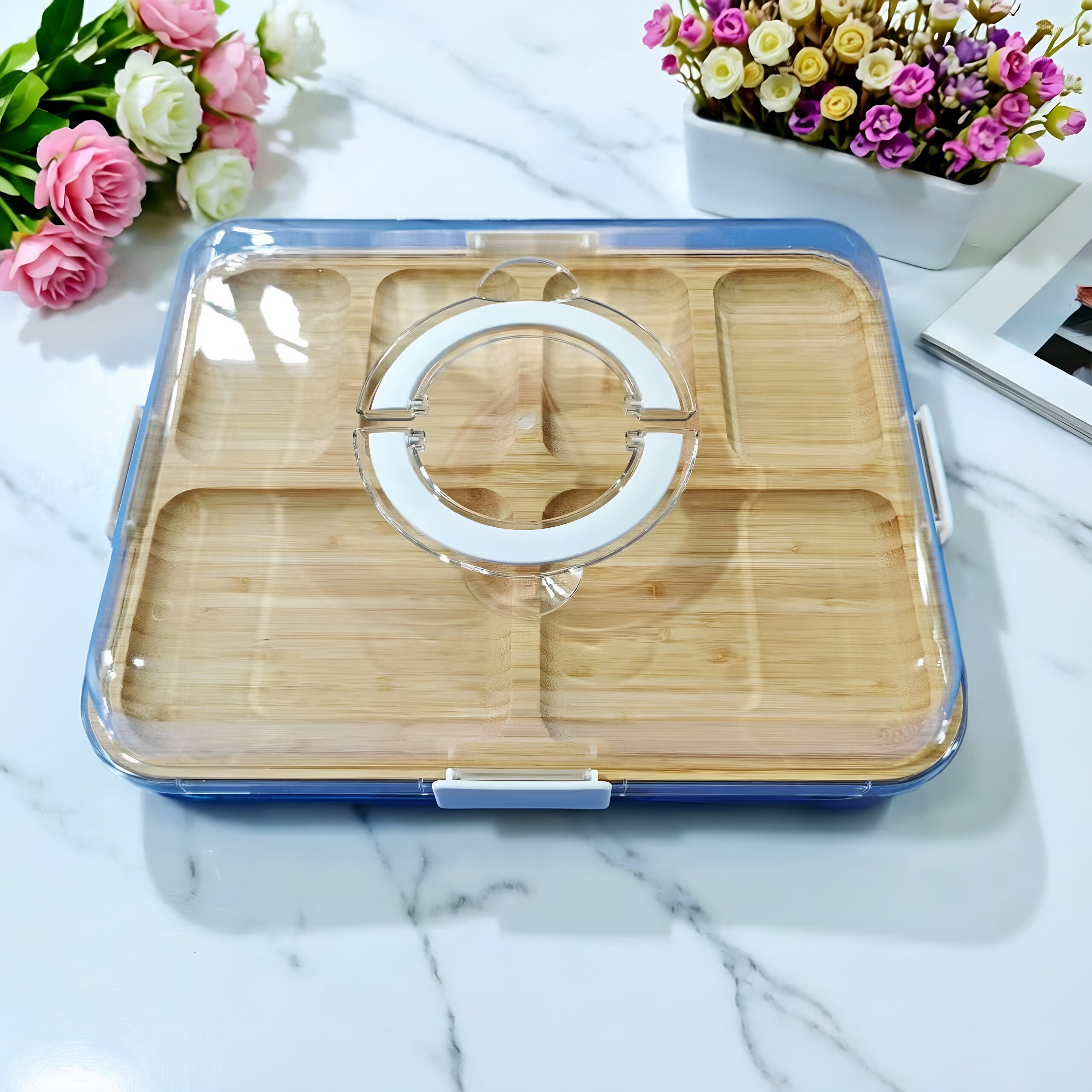 透明盖实木托盘木质饼干零食托盘