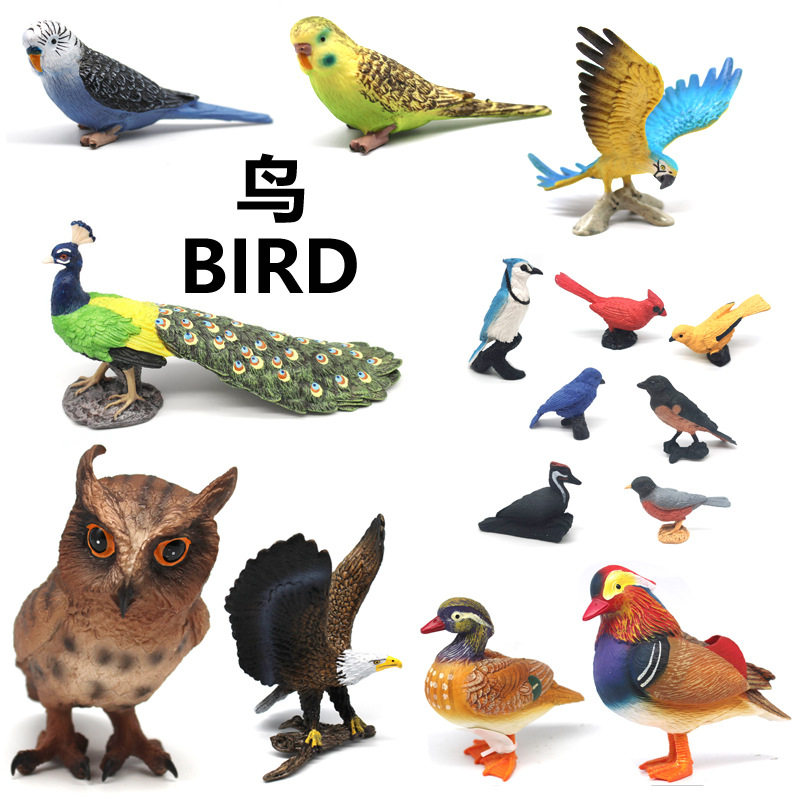 跨境仿真动物模型玩具火烈鸟猫头鹰鹦鹉老鹰白头海雕火鸡孔雀鸵鸟