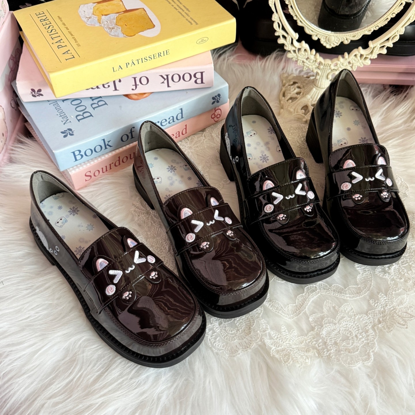 （小鱼泡）可爱卡通猫咪jk学院风中跟女制服鞋百搭小皮鞋,女鞋,浅口单鞋,淘宝优惠券,粉丝福利购,淘宝优惠卷