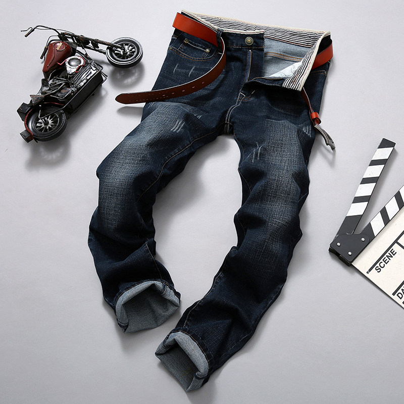 潮牌秋季新款弹力包邮牛仔裤男装休闲长裤子潮流青年学生修身脚款