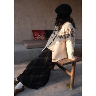 微瑕特价 不支持退换! 北欧粗针枫叶提花全羊毛费尔岛毛衣外套