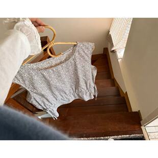 延后上架 野梨树下 面料需定制 上衣 韩国进口纯棉碎花系带无袖