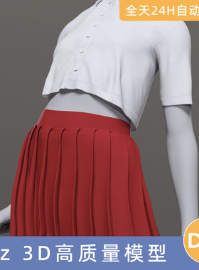 Daz3D素材模型资源衣服装dForce AK Skirt SuitforGenesis9AK裙子