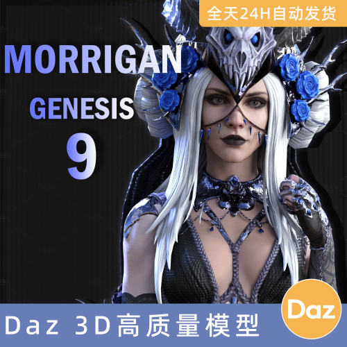 Daz3D素材模型资头发型人物角色衣服装Watcher of RealmsMorrigan