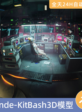 Blender素材模型资源资产KitBash3D赛博朋克室内手术室工作间公寓