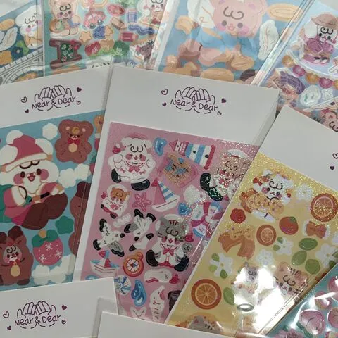 镭射合集爆款韩版手帐卡贴纸爆款咕ins动物高颜值BOBOBO手账卡通