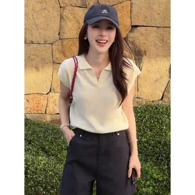 短袖针织衫女薄款2025新款夏季时尚洋气小飞袖针织上衣