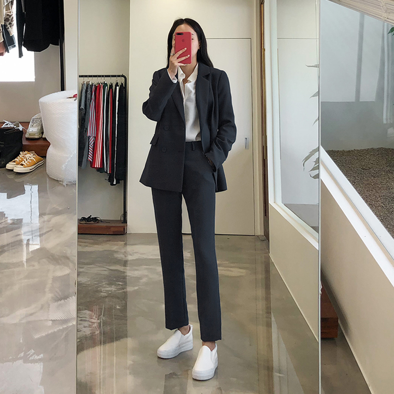 春季新款韩版OL职业正装气质修身西服外套工作服裤子小西装套装女
