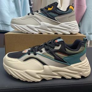 鸿星尔克男鞋2023冬季新款情侣跑步鞋厚底面包老爹鞋11123402211