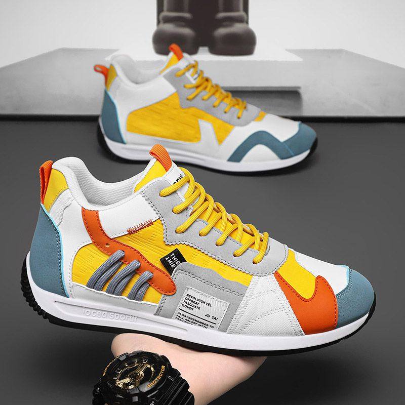 稀缺男鞋小众拼色韩版休闲运动鞋时尚潮流港风复古百搭阿甘鞋