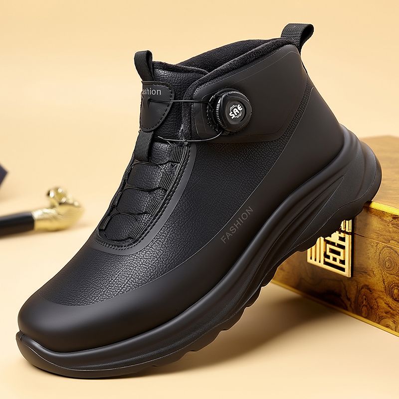 广州男秋冬软底减震透气防滑运动休闲鞋户外防水徒步鞋旋转扣加棉