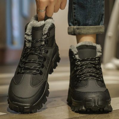 马丁靴男款冬季加绒加厚高帮棉鞋男士防滑雪地靴棉皮鞋