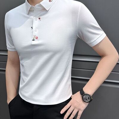 男士夏季轻奢刺绣polo衫新款时尚休闲百搭男装翻领短袖潮牌t恤男