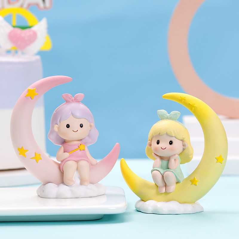 星星月亮公主女孩蛋糕装饰摆件
