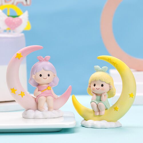 星星月亮公主女孩蛋糕装饰摆件