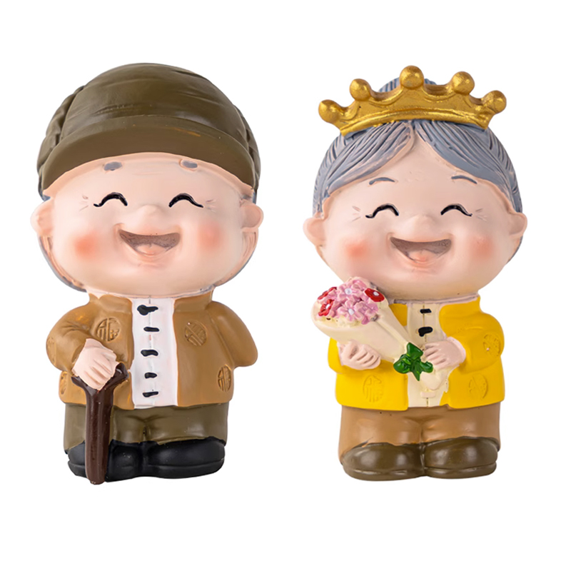 老头老太爷爷奶奶祝寿蛋糕摆件