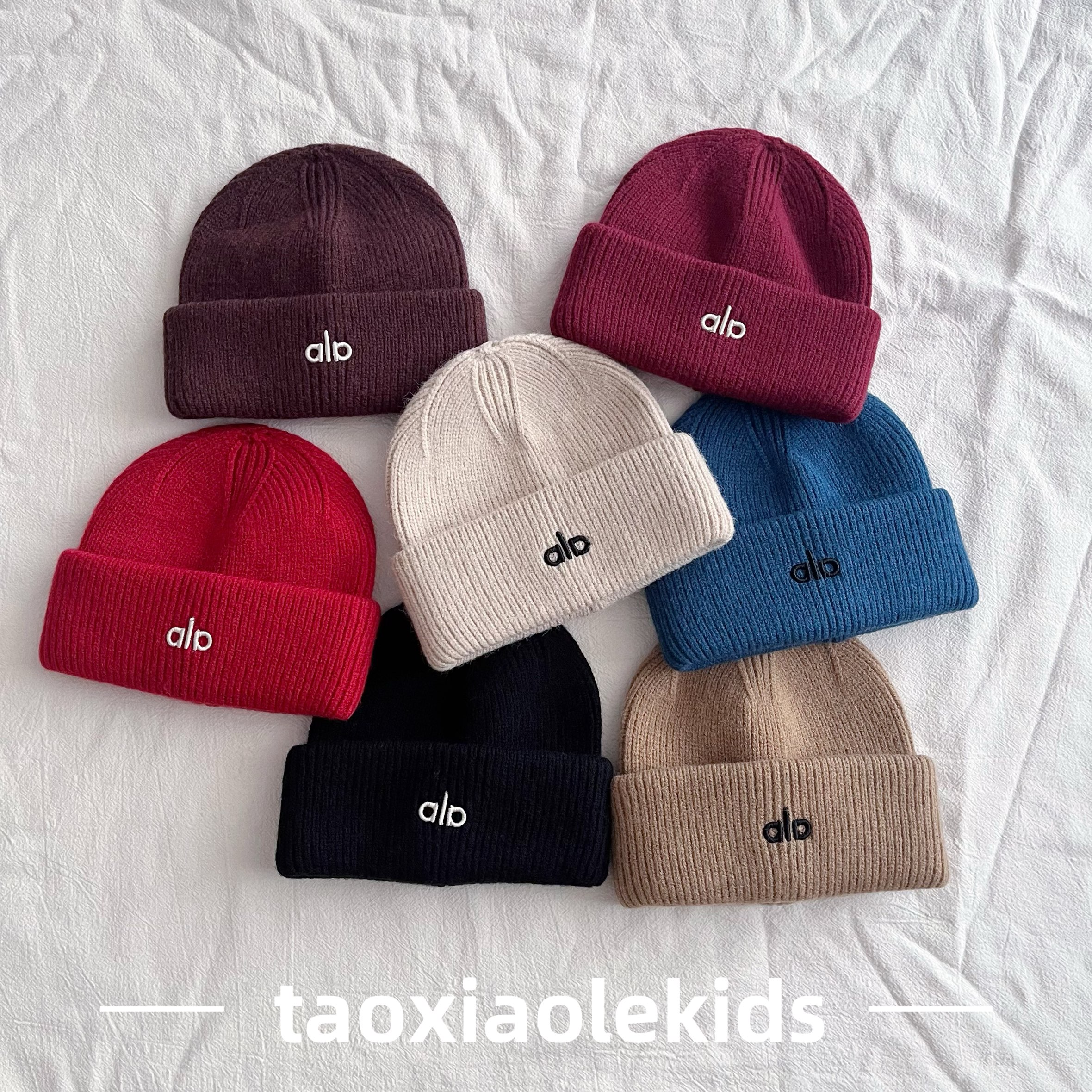 韩系休闲字母儿童针织帽 冬季男女童百搭保暖毛线帽防风时尚冷帽