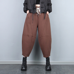 休闲裤 显瘦灯笼裤 女2025年秋季 宽松老爹裤 哈伦九分 新款 松紧腰大码