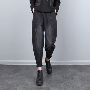 大码 宽松显瘦老爹裤 休闲牛仔裤 高腰垮裤 潮 小脚哈伦裤 2026春秋新品