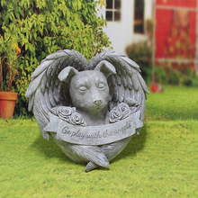 天使狗摆件树脂宠物猫狗墓碑纪念石室外园林动物雕像 跨境新款