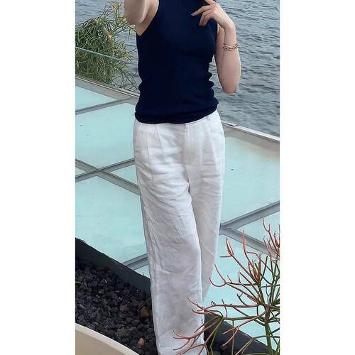 白色纯亚麻裤子女夏季薄款2026新款宽松垂感小个子休闲直筒阔腿裤
