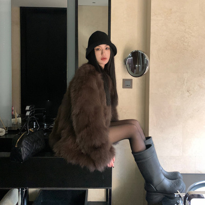 2025新款狐狸毛真毛皮毛一体女皮草外套海宁源头工厂显瘦中长款