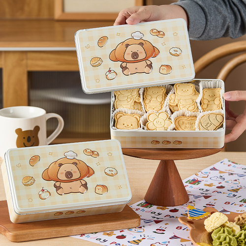 圣诞节方形饼干铁盒包装盒