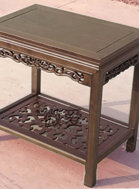 全实木沙发边几中式客厅室内放茶具鱼缸奇石盆景架子小桌子小茶几