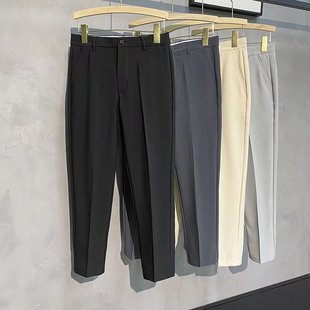 学生文艺锥形裤 夏季 ins垂感西裤 男宽松阔腿小脚裤 复古 九分休闲裤