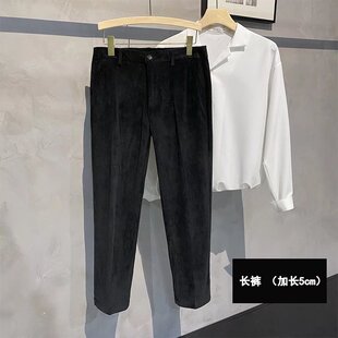 厚款 宽松锥形裤 灯芯绒休闲裤 小脚黑色长裤 男ins港风学生修身 冬季