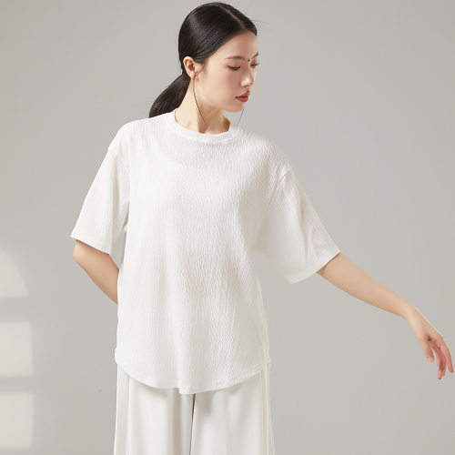 舞蹈服男女同款现代舞练功服短袖宽松T恤上衣新款练功服