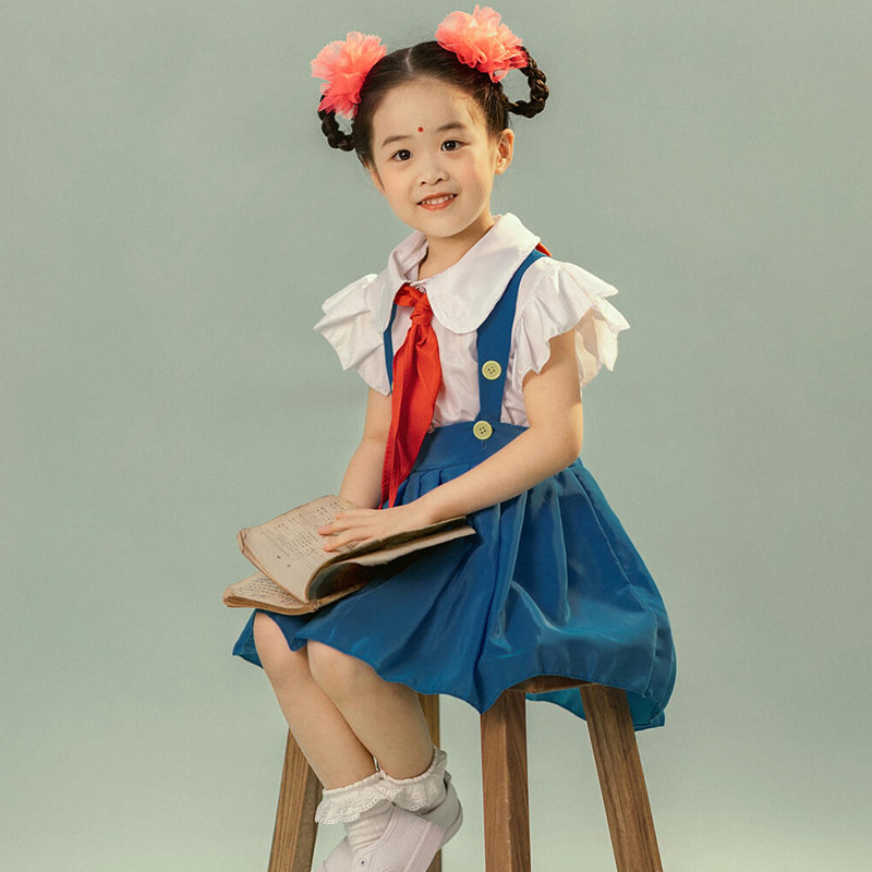 儿童合唱朗诵比赛爱国演出服小学生幼儿园80年代复古港风怀旧服装