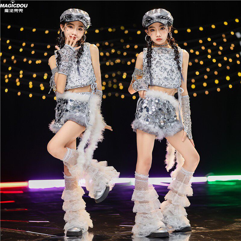 爵士舞女童服装嘻哈街舞女孩辣妹潮装夏季幼儿走秀jazz舞台演出服