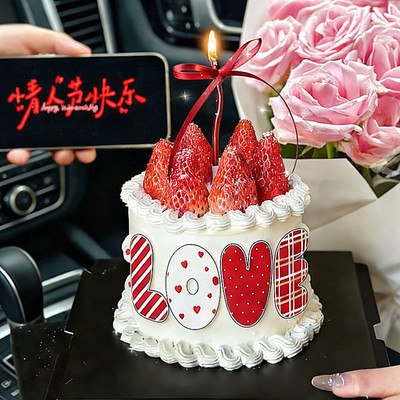 2.14情人节LOVE亚克力蛋糕装饰插件网红情侣告白草莓蛋糕烘焙插牌