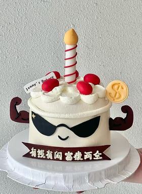 可爱健身版本jelly手臂cat玩偶生日蛋糕装饰软胶蜡烛小脚肌肉猛男