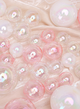 INS网红炫彩幻彩泡泡七彩透明球生日蛋糕装饰摆件金球银球插件