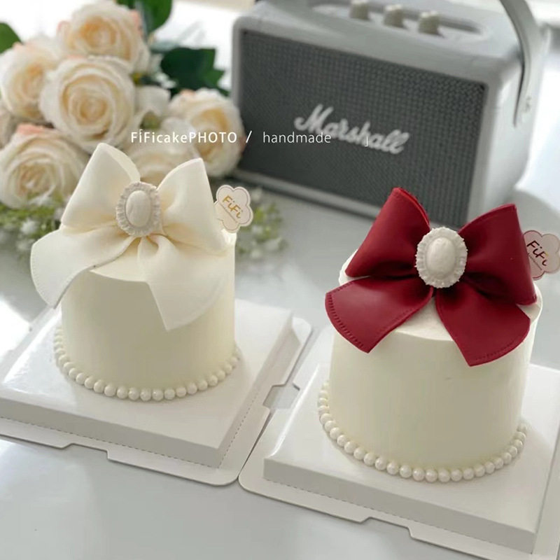 珠宝宝石蛋糕翻糖硅胶模具复古女神妈妈生日蛋糕蝴蝶结装饰摆件