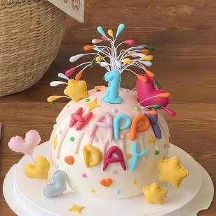 birthday字母模具烘焙 饰插件happy 网红同款 彩色礼花火生日蛋糕装