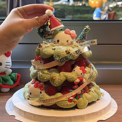 啃啃hellokitty圣诞塔蛋糕装饰