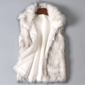 Colla Vest Women Winter Faux Wool Stand Coat Fur