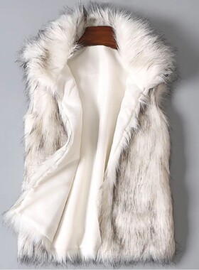 Winter Women's Vest Coat Wool Vest Faux Fur Vest Stand Colla