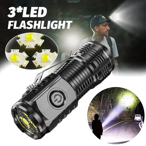 Portable Mini LED Flashlight Powerful 3*Wick Small Pocket To